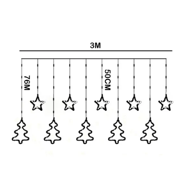 Cortina de Luces LED Decorativas Navideñas - 3 Metros
