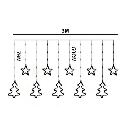 Cortina de Luces LED Decorativas Navideñas - 3 Metros