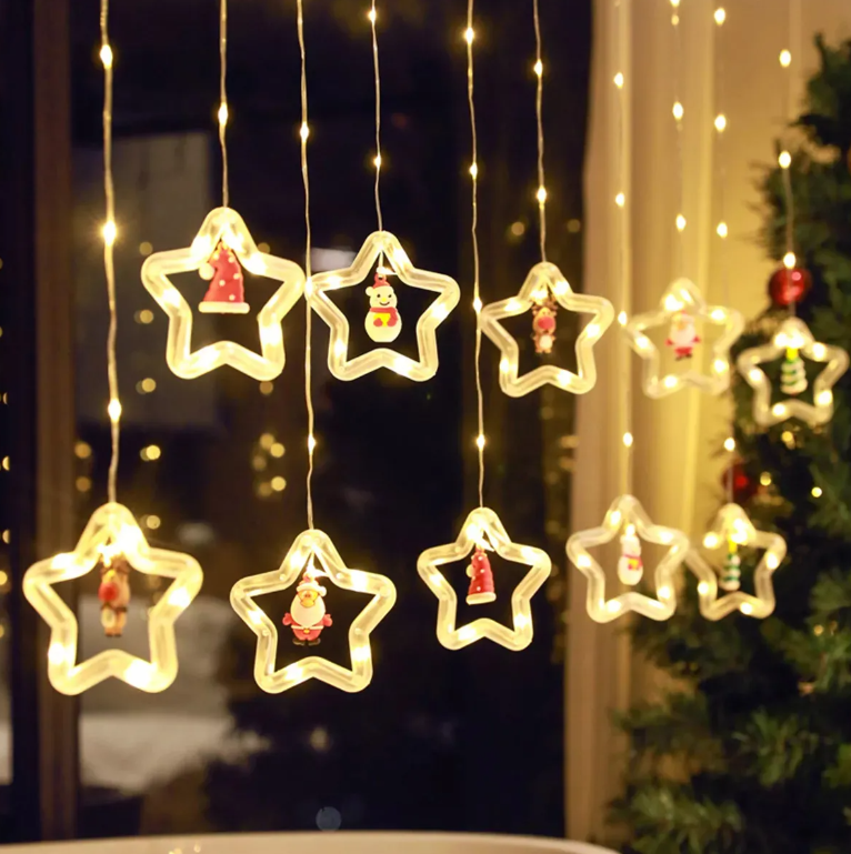 Cortina Intercalada Estrellas 3M Luces Navidad 100 LEDS AL-031