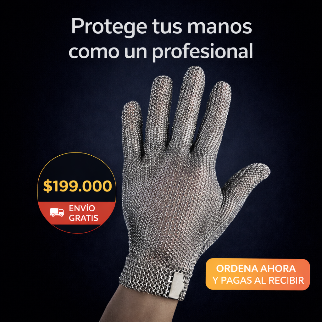 Guante de Seguridad en Malla de Acero Inoxidable 316L